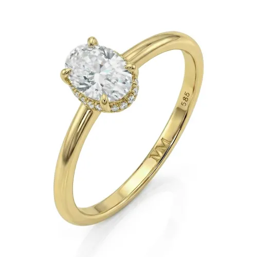 Ovalisse - Oval Cut Moissanite Ring with Circle Hidden Halo