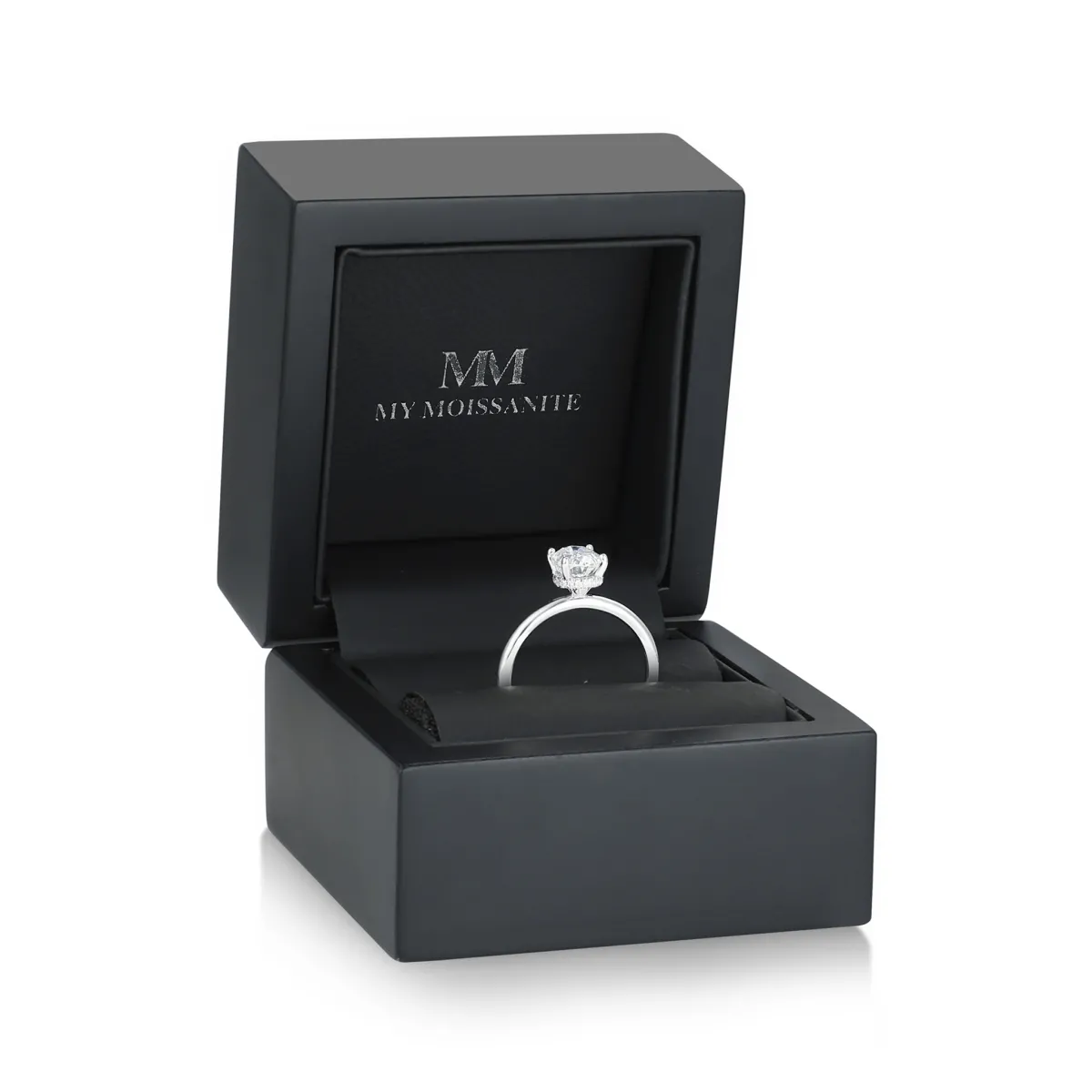 Ovalisse - Oval Cut Moissanite Ring with Circle Hidden Halo