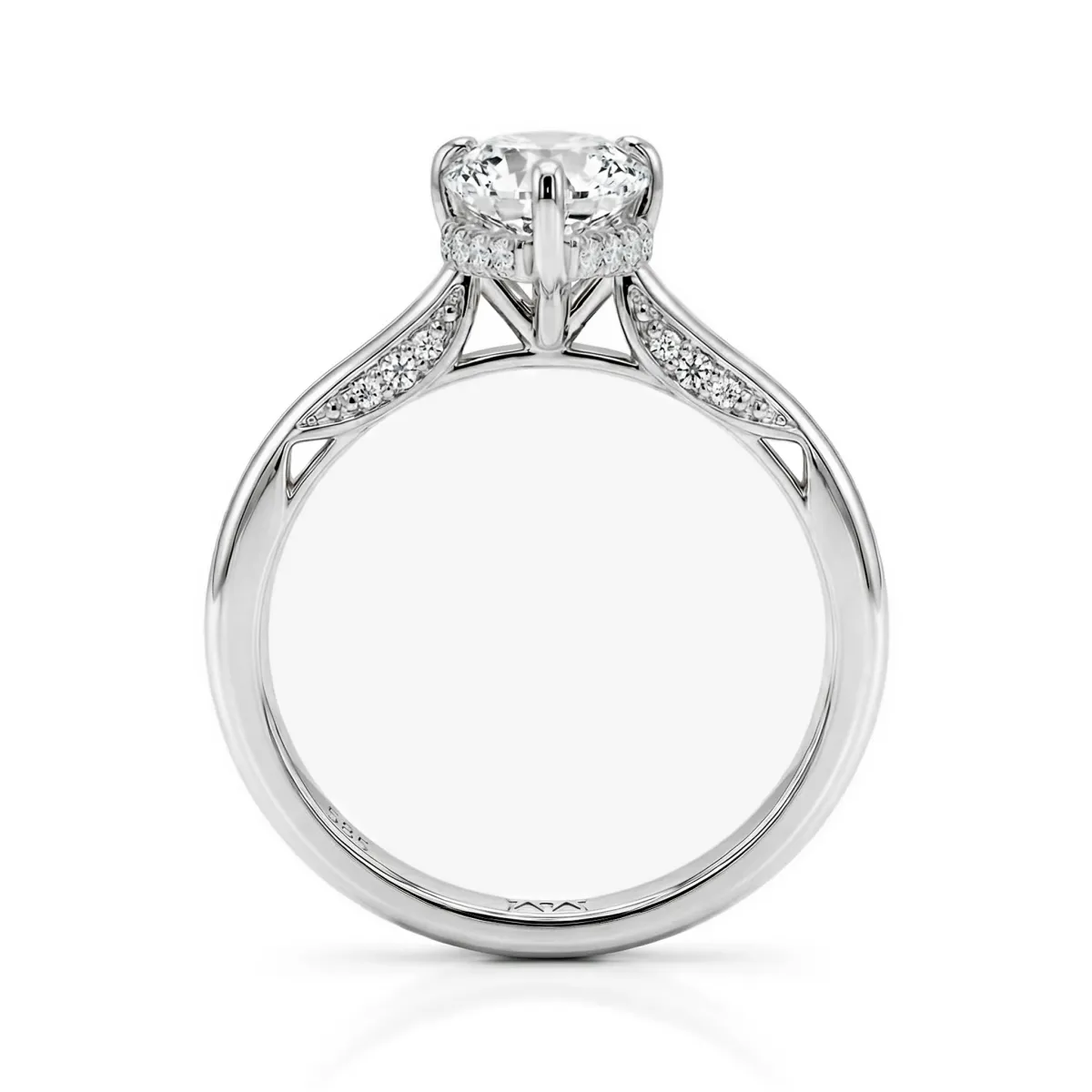 Poirine - Pear Cut Moissanite Ring with Hidden Halo and Pavé Accent Stones