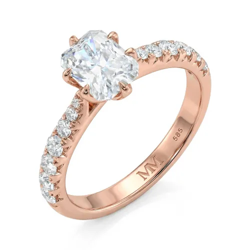 Lumiere - Radiant Cut Moissanite Ring with Pavé-Set Stones