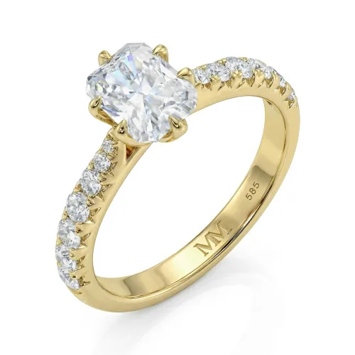 Lumiere - Radiant Cut Moissanite Ring with Pavé-Set Stones