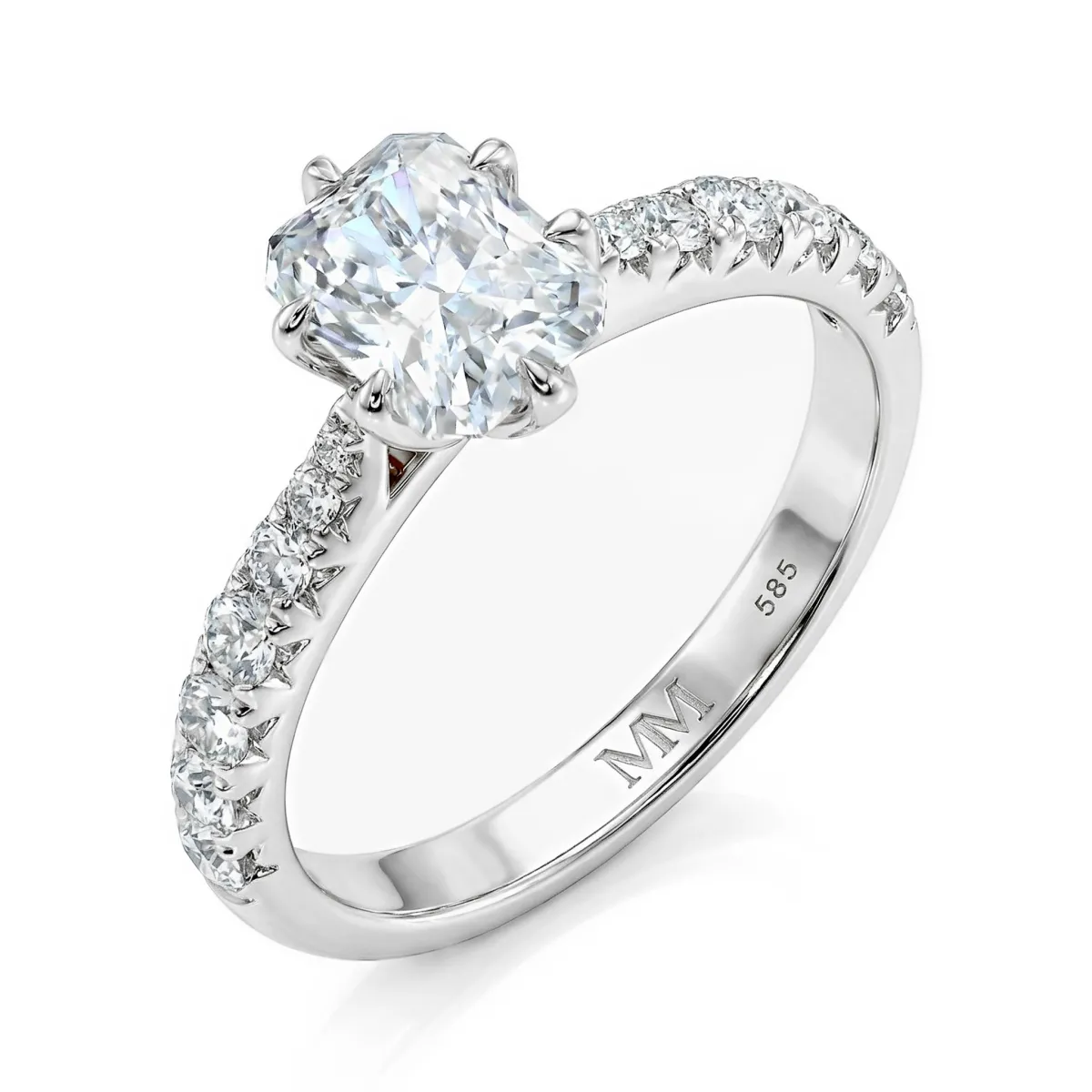 Lumiere - Radiant Cut Moissanite Ring with Channel-Set Stones