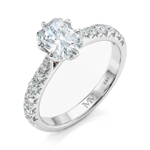 Lumiere - Radiant Cut Moissanite Ring with Pavé-Set Stones