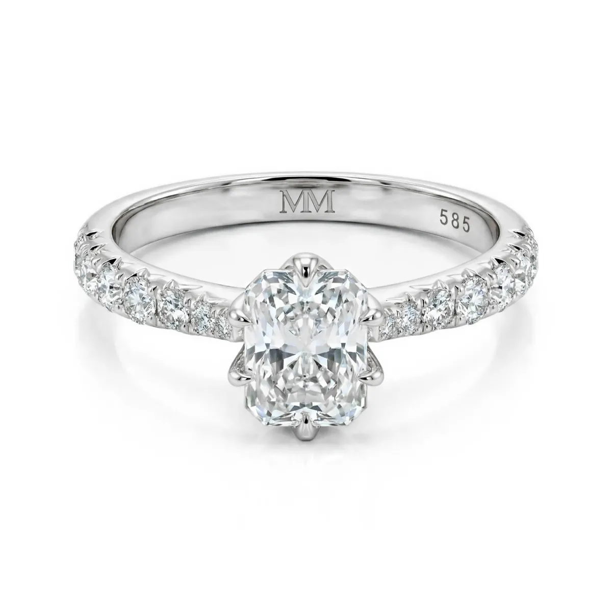 Lumiere - Radiant Cut Moissanite Ring with Channel-Set Stones