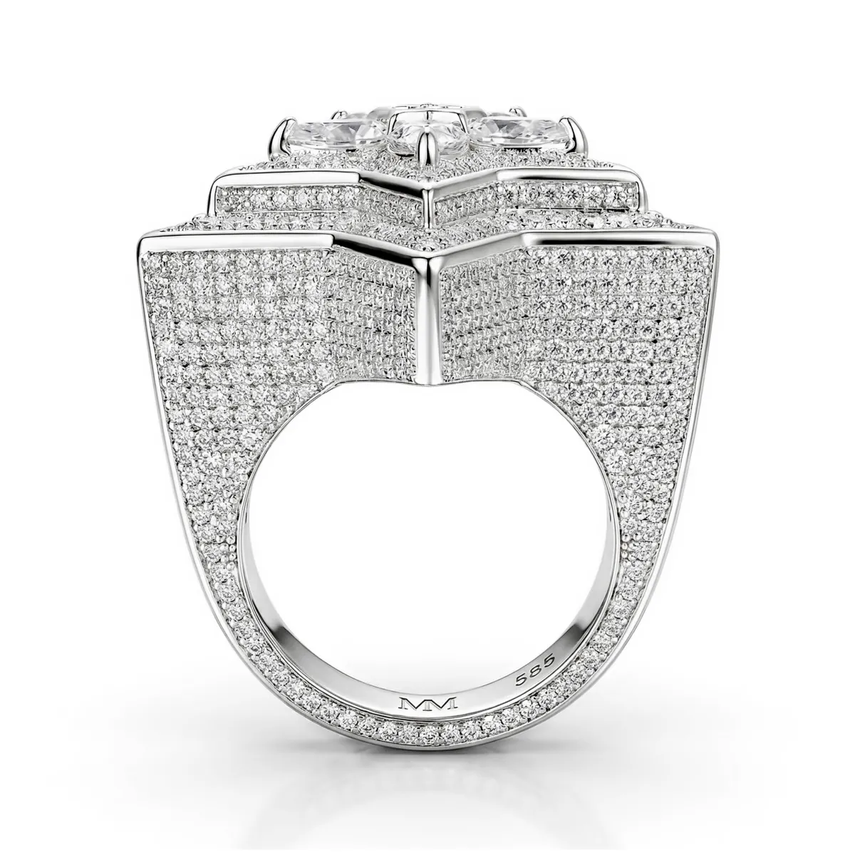 Zenith - Men's Pear Cut Moissanite Star Ring with Pavé Setting