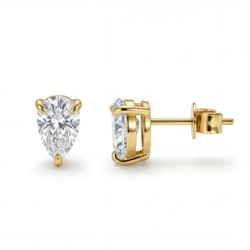 Droplet - Pear Cut Moissanite Stud Earrings