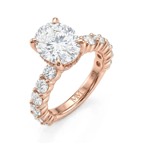 Majestica - Oval Moissanite Ring with Side Stones