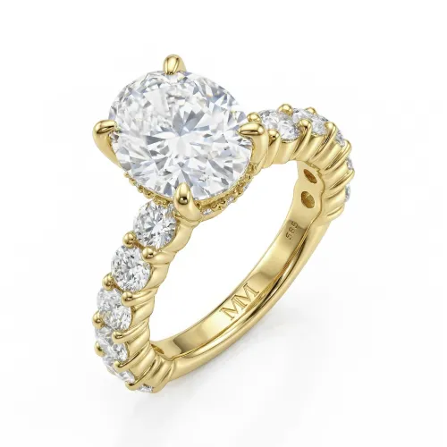 Majestica - Oval Moissanite Ring with Side Stones