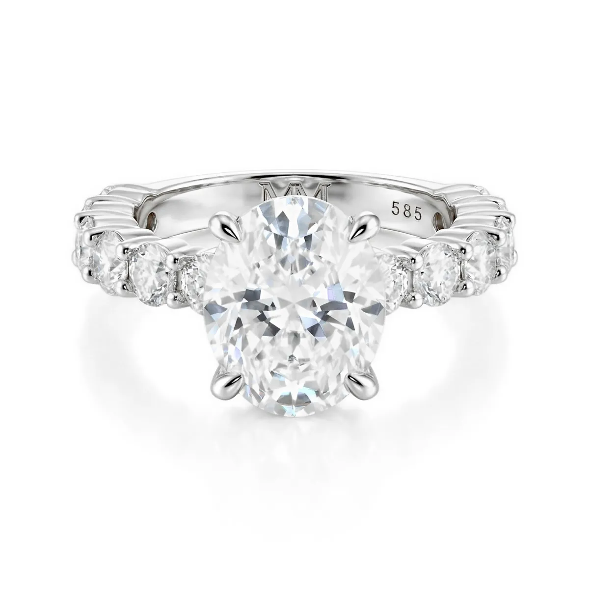 Majestica - Oval Moissanite Ring With Side Stones
