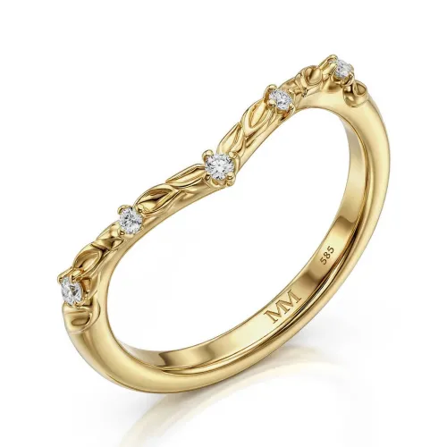 Vinea - Nature-Inspired Moissanite Wedding Band with Leaf and Vine Motifs