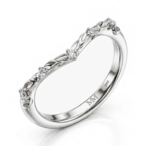 Vinea - Nature-Inspired Moissanite Wedding Band with Leaf and Vine Motifs