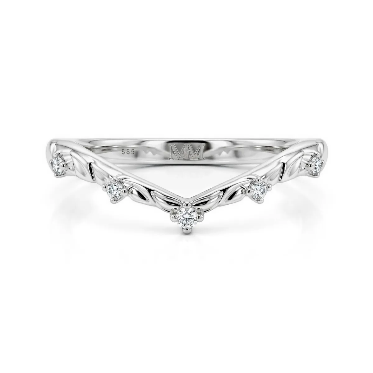 Vinea - Nature-Inspired Moissanite Wedding Band with Leaf and Vine Motifs