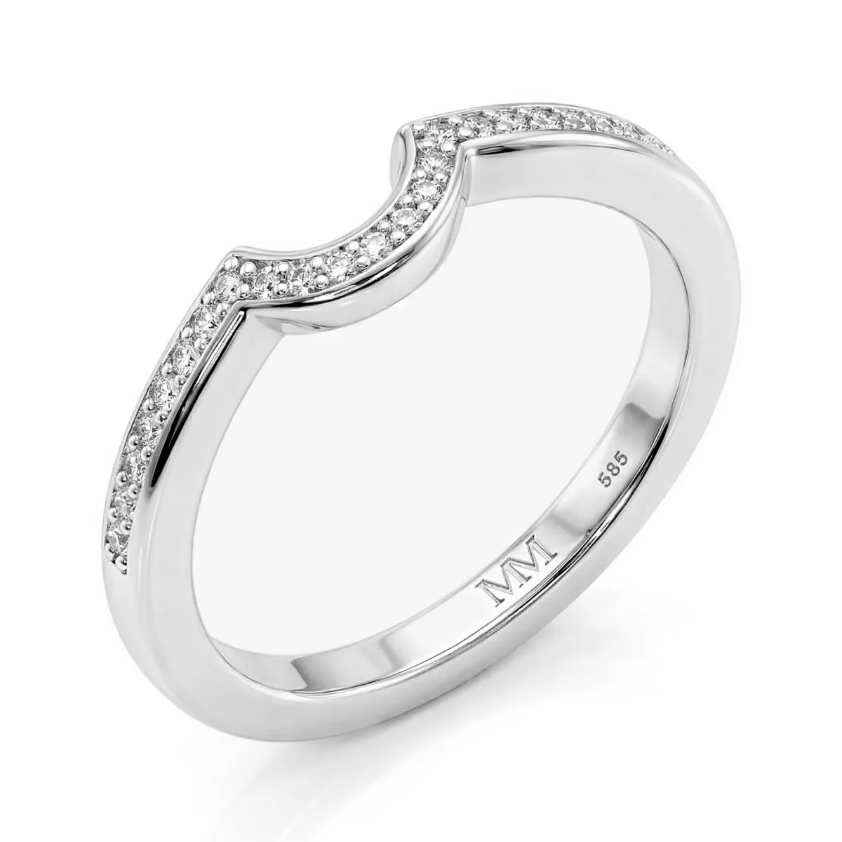 Cirquette - Contoured Moissanite Wedding Band With Accent Stones