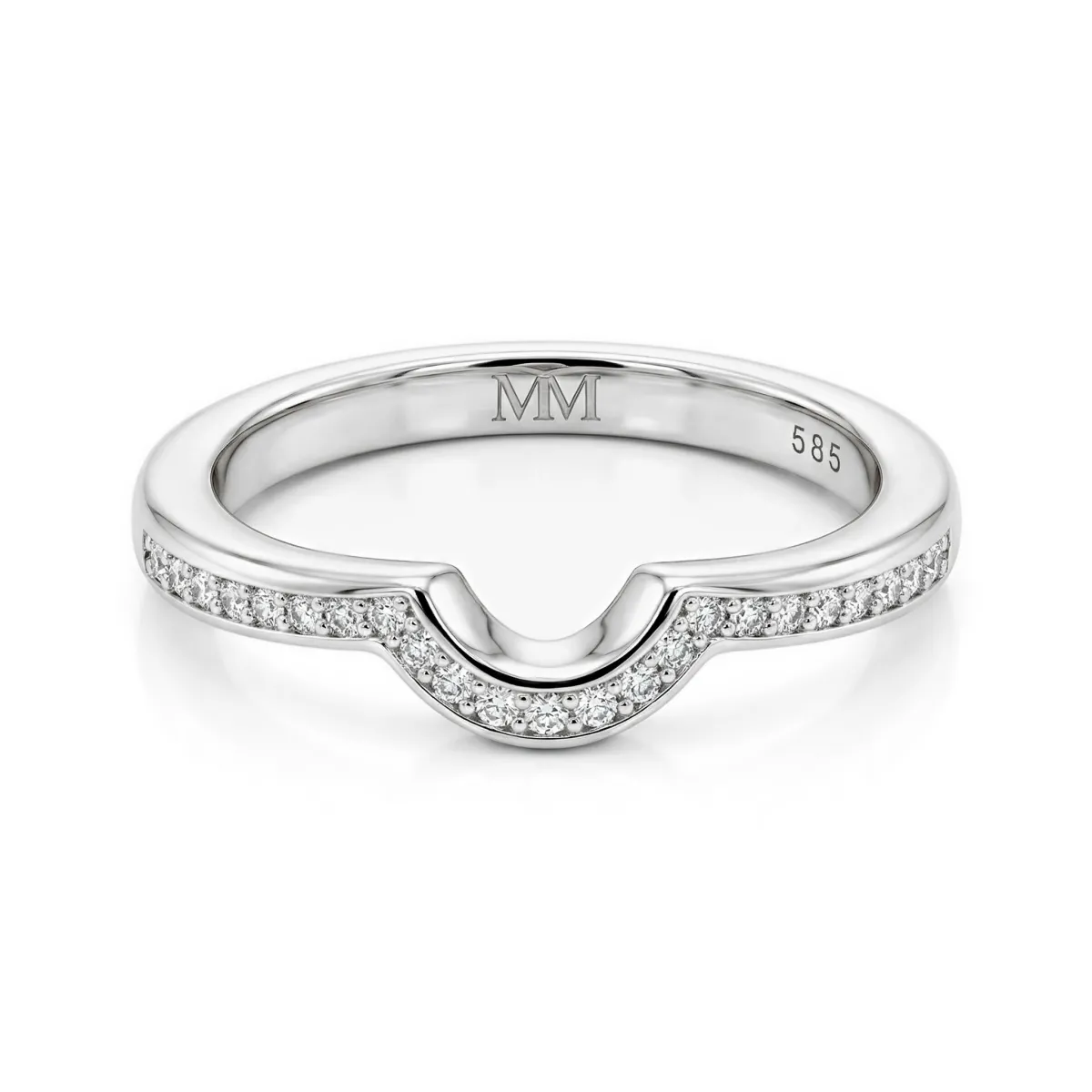 Cirquette - Contoured Moissanite Wedding Band With Accent Stones