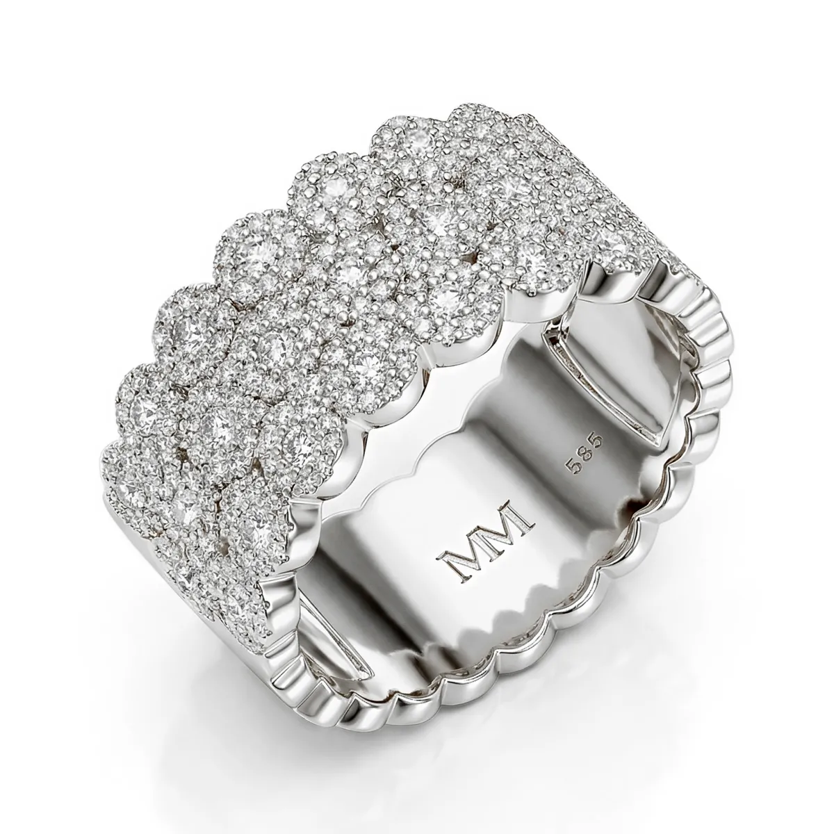 Cresta - Wide Pavé Set Moissanite Engagement Ring