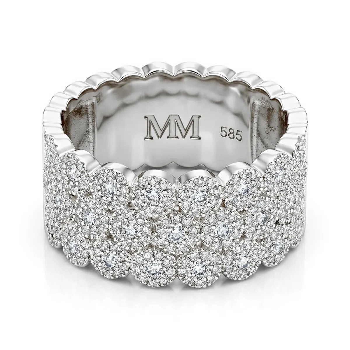 Cresta - Wide Pavé Set Moissanite Engagement Ring