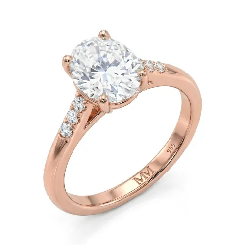 Mirage - Oval Cut Moissanite Engagement Ring with Pavé Side Stones