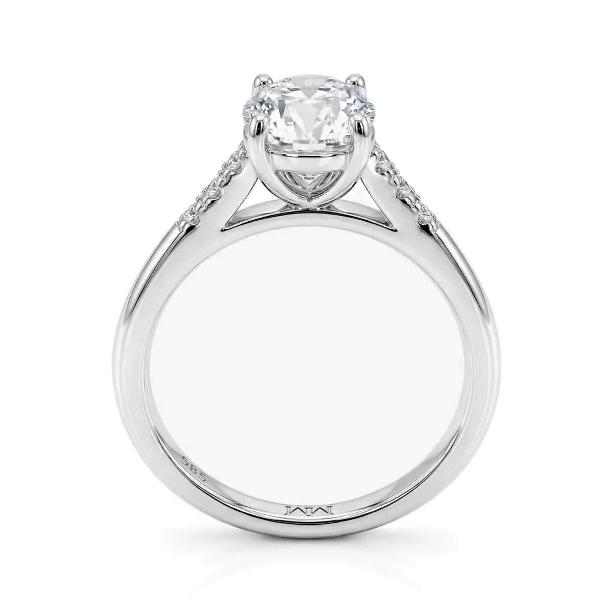 Mirage - Oval Cut Moissanite Engagement Ring with Pavé Side Stones
