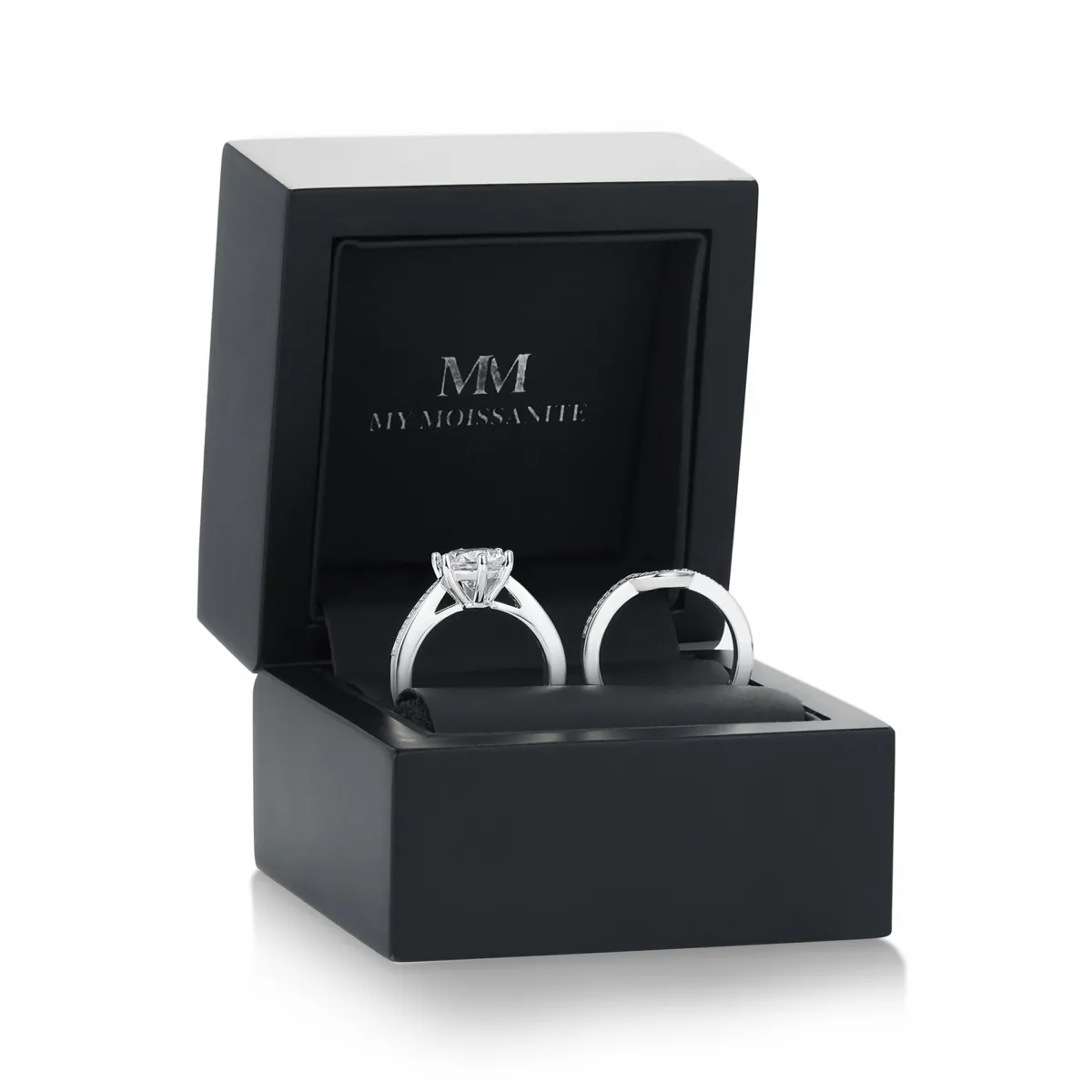 Vespera - Moissanite Bridal Set With Pavé Accents and Split Band