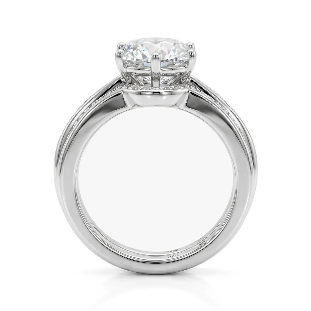 Vespera - Moissanite Bridal Set With Pavé Accents and Split Band