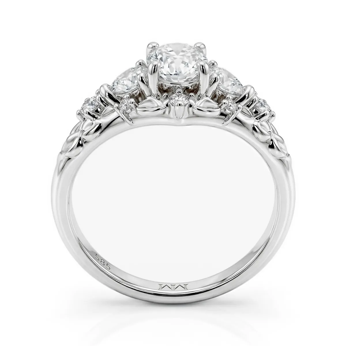 Fiorine - Oval Cut Moissanite Bridal Set with Botanical Design