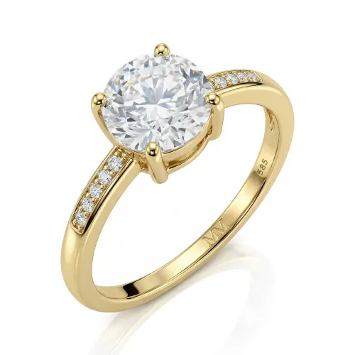 Ophelia - Moissanite Engagement Ring with Pavé Set Side Stones