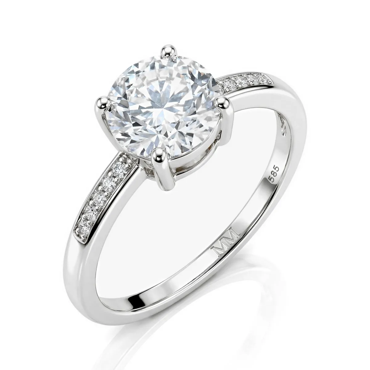 Ophelia - Moissanite Engagement Ring with Pavé Set Side Stones