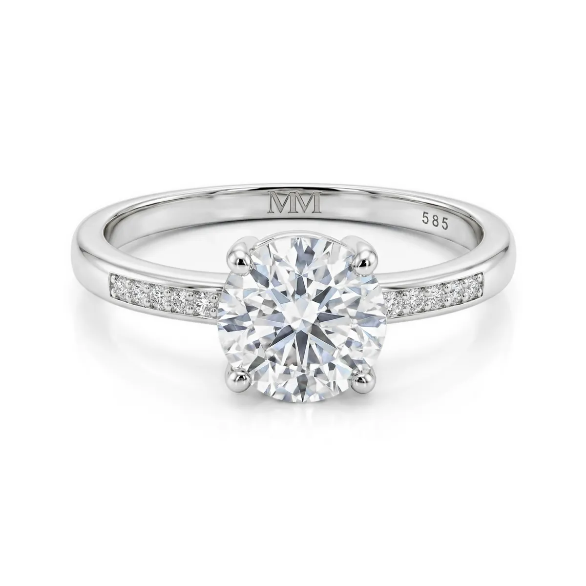 Ophelia - Moissanite Engagement Ring with Pavé Set Side Stones