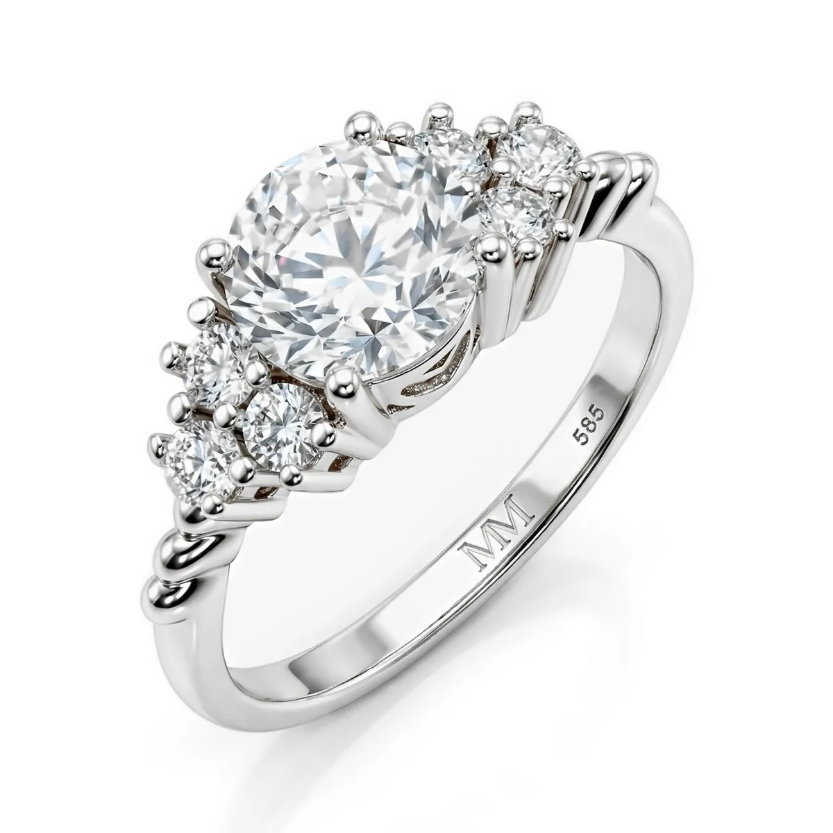 Astral - Moissanite Engagement Ring with Side Stones