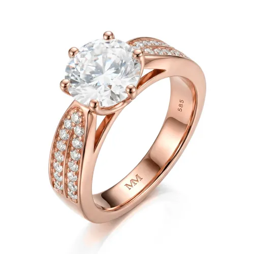 Sylphie – Moissanite Engagement Ring with Double Side Stones