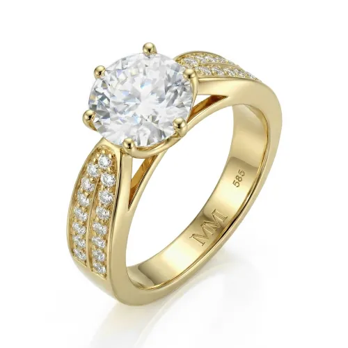 Sylphie – Moissanite Engagement Ring with Double Side Stones