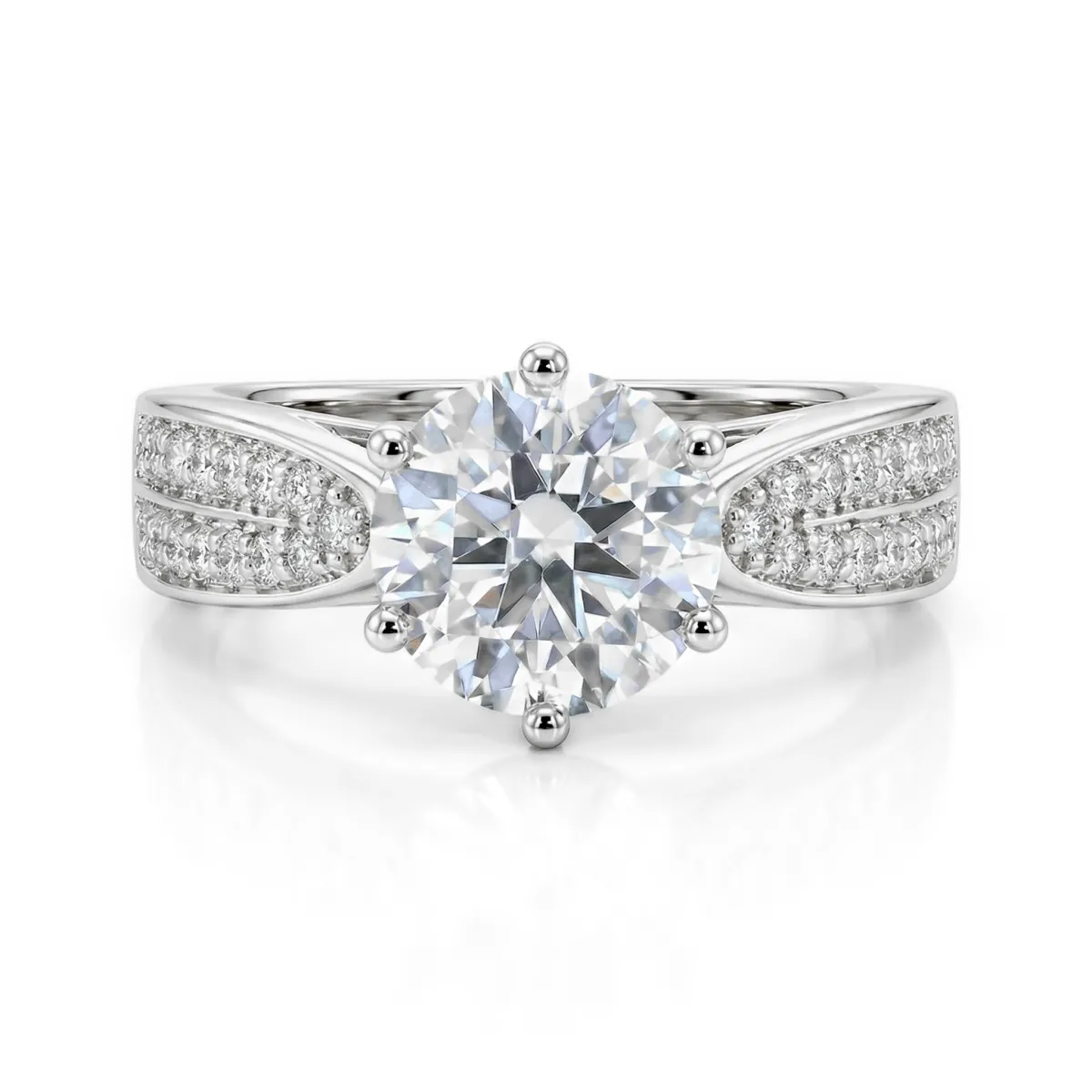 Sylphie - Moissanite Engagement Ring With Double Side Stones