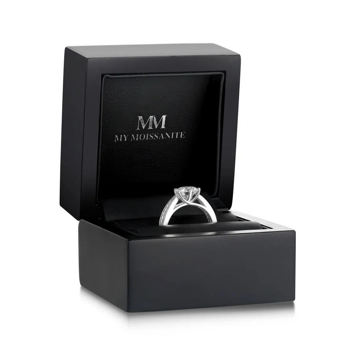 Sylphie - Moissanite Engagement Ring With Double Side Stones