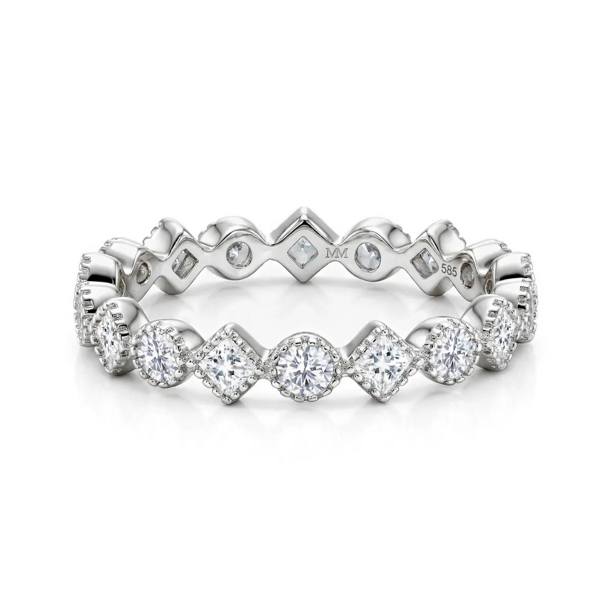 Verona - Square and Round Moissanite Eternity Ring with Milgrain Detailing
