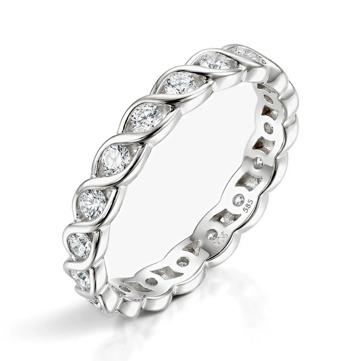Celestine - Twisted Moissanite Eternity Ring in Bezel Setting