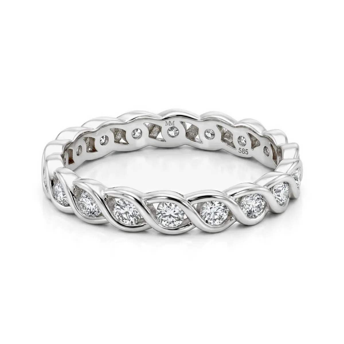 Celestine - Twisted Moissanite Eternity Ring in Bezel Setting