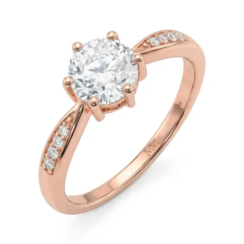 Stellar - Moissanite Engagement Ring with Pavé-Set Side Stones