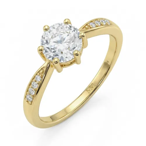 Stellar - Moissanite Engagement Ring with Pavé-Set Side Stones
