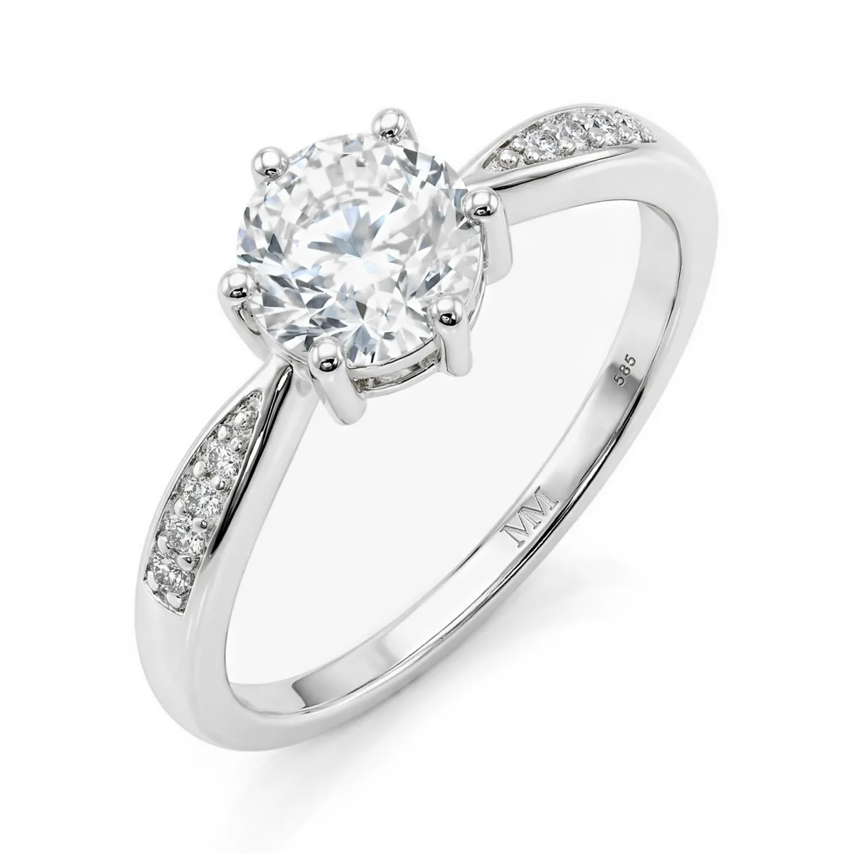 Stellar - Moissanite Engagement Ring with Pavé-Set Side Stones and Split Shank