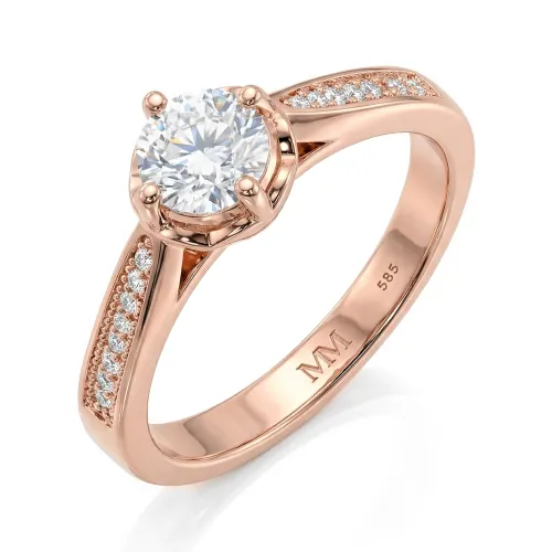 Celeste - Moissanite Engagement Ring With Pave Side Stones