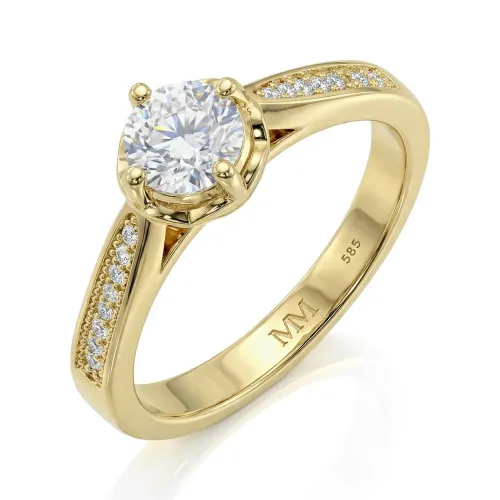 Celeste - Moissanite Engagement Ring With Pave Side Stones