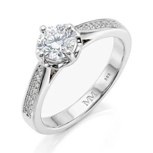 Celeste - Moissanite Engagement Ring With Pave Side Stones