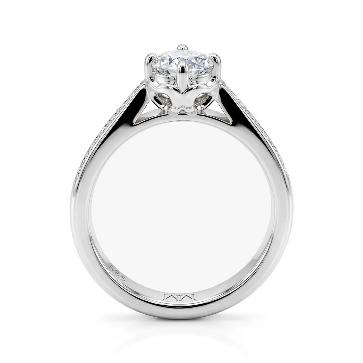 Celeste - Moissanite Engagement Ring With Pave Side Stones
