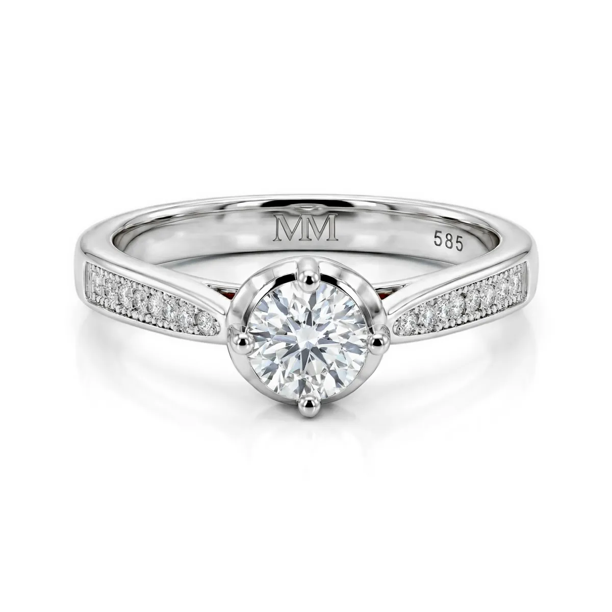 Celeste - Moissanite Engagement Ring With Pave Side Stones