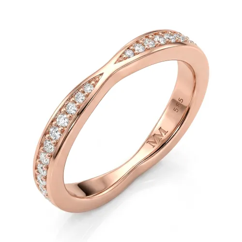 Aria - Curved Moissanite Wedding Band With Pavé Setting