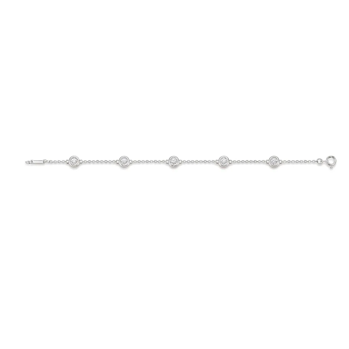 Circlis - Moissanite Bracelet with Bezel Set Stones and Delicate Link Chain