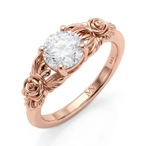 Roselle - Floral Moissanite Engagement Ring with Pavé Setting
