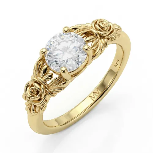 Roselle - Floral Moissanite Engagement Ring with Pavé Setting