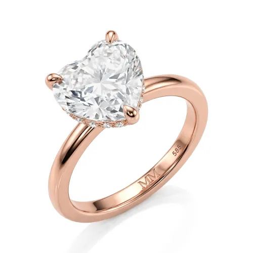 Amorelle - Heart Cut Moissanite Engagement Ring with Hidden Halo