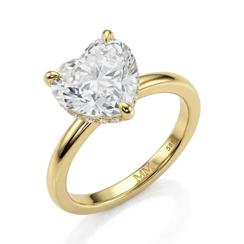 Amorelle - Heart Cut Moissanite Engagement Ring with Hidden Halo